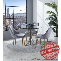 Lumisource DC-MARCL AU+SV2 Marcel Contemporary Dining Chair with Gold Frame and Silver Velvet Fabric - Set of 2